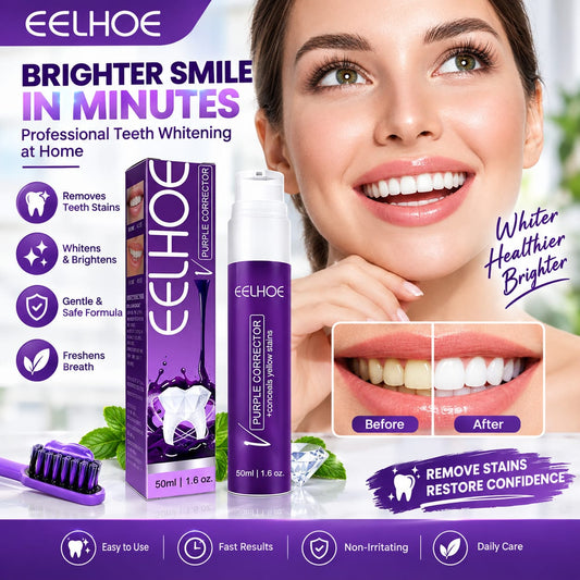 Purple Whitening Toothpaste  Dual Dye Stain Corrector for Instantly Whiter Brighter Teeth