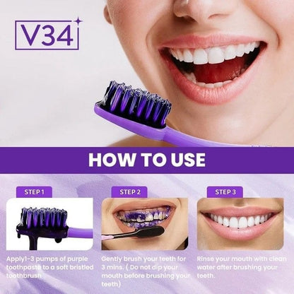 Purple Whitening Toothpaste  Dual Dye Stain Corrector for Instantly Whiter Brighter Teeth