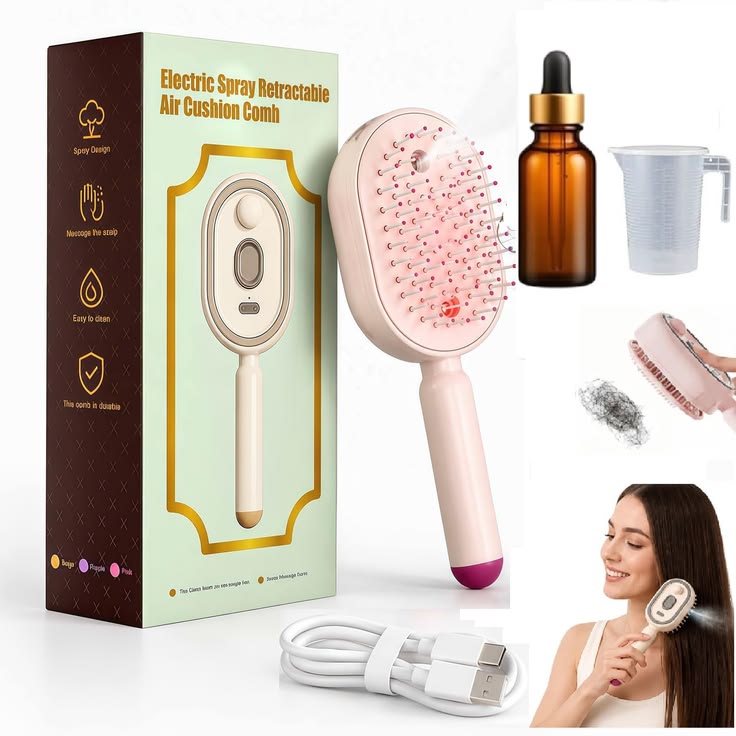 Electric Nano Mist Retractable Air Cushion Hair Brush